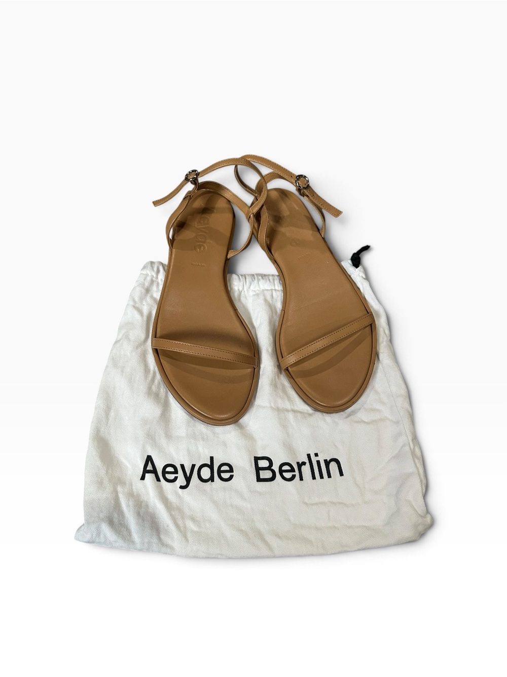 Aeyde Berlin Nettie Flat Sandals Hazelnut Nappa Leather Strappy Womens 37.5